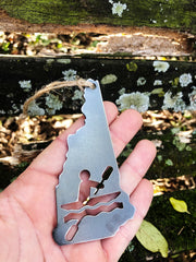 New Hampshire State Kayaking Ornament made from Recycled Steel with kayak Ornament River Water Christmas Tree Kayaker Whitewater Adventures