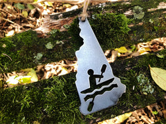New Hampshire State Kayaking Ornament made from Recycled Steel with kayak Ornament River Water Christmas Tree Kayaker Whitewater Adventures