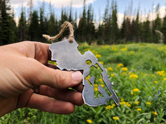 New Jersey State Hiker Metal Christmas Ornament Raw Steel Hike NJ Holiday Tree Decoration Explore Hiking Trails Wander Outdoors Nature