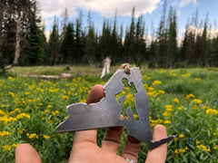New York State Hikers Metal Ornament Rustic NY State Steel Hiker Explorer Wanderer Trail Mountains Outside Outdoors Nature