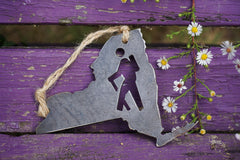 New York State Hikers Metal Ornament Rustic NY State Steel Hiker Explorer Wanderer Trail Mountains Outside Outdoors Nature