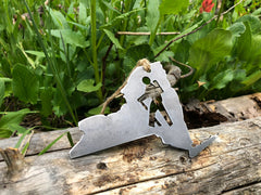 New York State Hikers Metal Ornament Rustic NY State Steel Hiker Explorer Wanderer Trail Mountains Outside Outdoors Nature