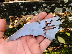 North Carolina State Kayaking Ornament made from Raw Steel Anniversary River Water Christmas Tree Whitewater Adventure MADE in USA by USs