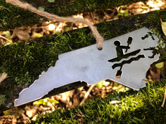 North Carolina State Kayaking Ornament made from Raw Steel Anniversary River Water Christmas Tree Whitewater Adventure MADE in USA by USs