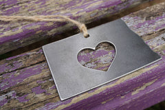 North Dakota State Ornament made from Raw Steel / Christmas Decoration / Host Gift / Wedding Gift / Housewarming Gift / Heirloom Ornament