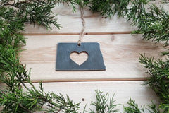 North Dakota State Ornament made from Raw Steel / Christmas Decoration / Host Gift / Wedding Gift / Housewarming Gift / Heirloom Ornament