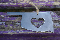 Oklahoma State Ornament made from Raw Steel / Christmas Tree Decoration / Host Gift / Wedding Gift / Housewarming Gift / Steel Anniversary