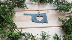 Oklahoma State Ornament made from Raw Steel / Christmas Tree Decoration / Host Gift / Wedding Gift / Housewarming Gift / Steel Anniversary