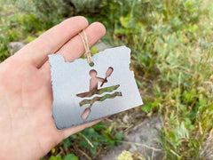 Oregon State Kayak Ornament made from the worlds most recycled material Sustainable Christmas Gift Christmas Tree Decoration Rustic Cabin