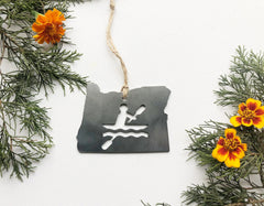 Oregon State Kayak Ornament made from the worlds most recycled material Sustainable Christmas Gift Christmas Tree Decoration Rustic Cabin