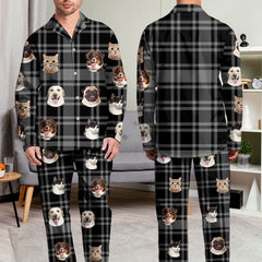 Custom Photo Dog Cat Face - Gift For Pet Lovers - Personalized Long Pajamas Set