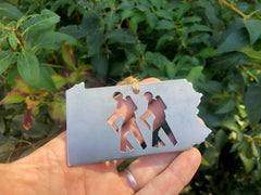 Pennsylvania State Hiker Ornament Made from Recycled Raw Steel Christmas Tree Adventure Explore Sustainable Gift Stocking Stuffer Wander