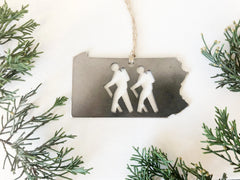 Pennsylvania State Hiker Ornament Made from Recycled Raw Steel Christmas Tree Adventure Explore Sustainable Gift Stocking Stuffer Wander