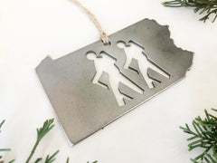 Pennsylvania State Hiker Ornament Made from Recycled Raw Steel Christmas Tree Adventure Explore Sustainable Gift Stocking Stuffer Wander