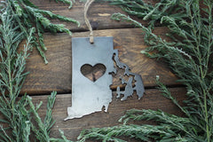 Rhode Island State Ornament Made from Raw Steel Christmas Tree Decoration Host Gift Wedding Gift Housewarming Gift Party Favor