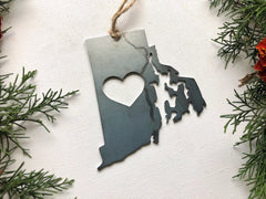 Rhode Island State Ornament Made from Raw Steel Christmas Tree Decoration Host Gift Wedding Gift Housewarming Gift Party Favor