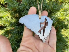 South Carolina State Hiker Metal Ornament made from Raw Steel Sustainable Adventure Gift Traveler Keepsake Gift Outdoors Wanderer Adventure