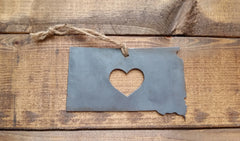 South Dakota Ornament Made from Raw Steel Christmas Tree Decoration Rustic Farm Wedding Gift Housewarming Gift Host Gift