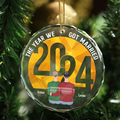 Christmas The Year - Personalized Circle Glass Ornament