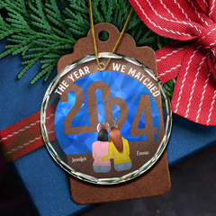 Christmas The Year - Personalized Circle Glass Ornament