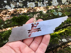 Tennessee State Kayak Ornament made from Raw Steel with kayaking Ornament River Water Kayaker Whitewater Adventures MADE in USA by US