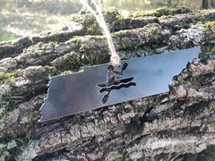 Tennessee State Kayak Ornament made from Raw Steel with kayaking Ornament River Water Kayaker Whitewater Adventures MADE in USA by US