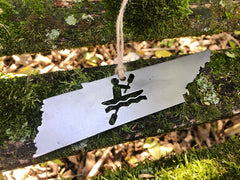 Tennessee State Kayak Ornament made from Raw Steel with kayaking Ornament River Water Kayaker Whitewater Adventures MADE in USA by US