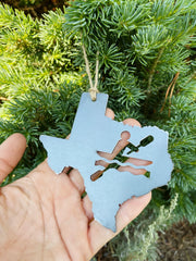 Texas State Kayak Ornament made from Raw Steel Rustic Christmas Tree Decor Kayaking Rivers Adventures Steel Anniversary Gift Birthday