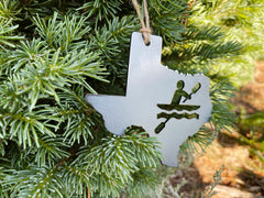 Texas State Kayak Ornament made from Raw Steel Rustic Christmas Tree Decor Kayaking Rivers Adventures Steel Anniversary Gift Birthday