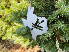 Texas State Kayak Ornament made from Raw Steel Rustic Christmas Tree Decor Kayaking Rivers Adventures Steel Anniversary Gift Birthday