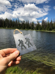 Utah State Hikers Metal Ornament UT Raw Recycled Steel Explore National Parks Arches Zion Bryce Canyon Monument Valley Cedar Breaks Hiking