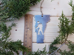 Vermont Hiker Christmas Ornament VT Metal State Heart Christmas Tree Ornament Holiday Gift Industrial Decor Wedding Favor By BE Creations