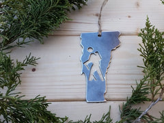 Vermont Hiker Christmas Ornament VT Metal State Heart Christmas Tree Ornament Holiday Gift Industrial Decor Wedding Favor By BE Creations