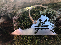 Virginia State Kayaking Ornament made from Raw Steel Anniversary Rustic Christmas Tree Decor Kayaker Whitewater Adventures MADE in USA by US