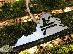 Virginia State Kayaking Ornament made from Raw Steel Anniversary Rustic Christmas Tree Decor Kayaker Whitewater Adventures MADE in USA by US