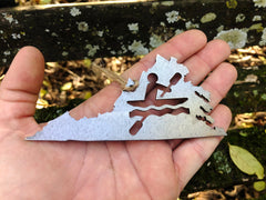 Virginia State Kayaking Ornament made from Raw Steel Anniversary Rustic Christmas Tree Decor Kayaker Whitewater Adventures MADE in USA by US
