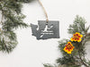Washington State Kayak Ornament made from Recycled Raw Steel Christmas Ornament Rustic River Lake Cabin Kayaking Adventure Sustainable Gift