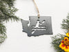 Washington State Kayak Ornament made from Recycled Raw Steel Christmas Ornament Rustic River Lake Cabin Kayaking Adventure Sustainable Gift