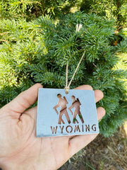 Wyoming State Hikers Ornament made from Recycled Steel Eco Friendly Christmas Ornament Holiday Cabin Decor National Park Wander Explore