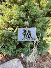 Wyoming State Hikers Ornament made from Recycled Steel Eco Friendly Christmas Ornament Holiday Cabin Decor National Park Wander Explore