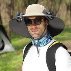 🔥Father's Day Sale 49% OFF - Wide Brim Solar Fan Outdoor Fishing Hat-Solar & USB Charging