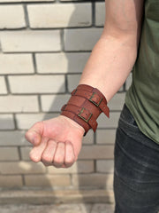 Leather Wrist Wallet whith RFID Protection, Leather Bracelet with Card Holder