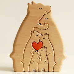 (Weltweiter Versand)Personalisiertes Bärenfamilien-Kunstpuzzle aus Holz, Geschenk für die Familie