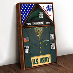 Personalisiertes Geschenk für Militärveteran, Vater, Opa, Veteran, individuelle Uniform, Rangname, Abteilungsbild, Veteranen-Poster auf Leinwand H2511