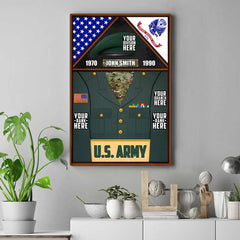 Personalisiertes Geschenk für Militärveteran, Vater, Opa, Veteran, individuelle Uniform, Rangname, Abteilungsbild, Veteranen-Poster auf Leinwand H2511