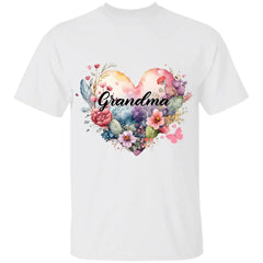 Geschenk für Oma, Aquarell-Herz-Blumen-Shirt