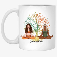 Yoga mit Besties immer zusammen – personalisierte Tasse für Freunde, für Sie, Yoga