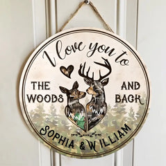 Personalisiertes Hirsch Love To The Woods Personalisiertes Holzkreisschild