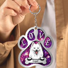 Sparkling Pet Mom- Pet Dad Puppy Pet Dogs Or Cats Lover Custom Breed Personalized Acrylic Keychain