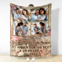 Custom Photo Together Since Husband Wife - Couple Gift - Personalized Custom Fleece Blanket